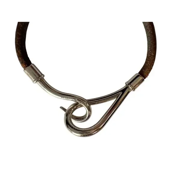 Hermès Jumbo Leather Hook Wrap Bangle Bracelet - Deep Brown